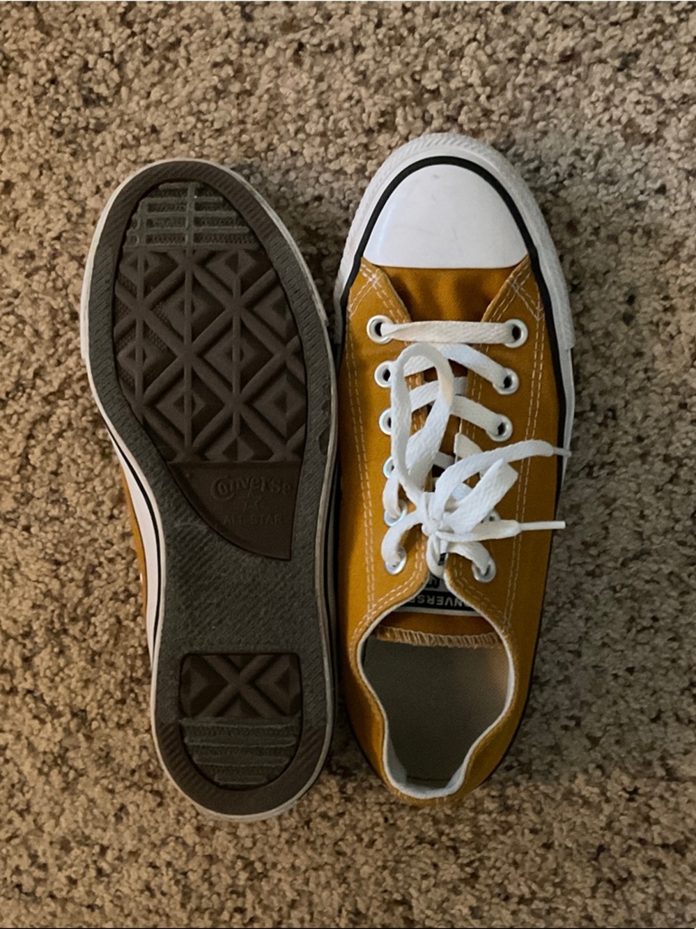 Converse Mustard Yellow Low Top Sneakers with White Accents
